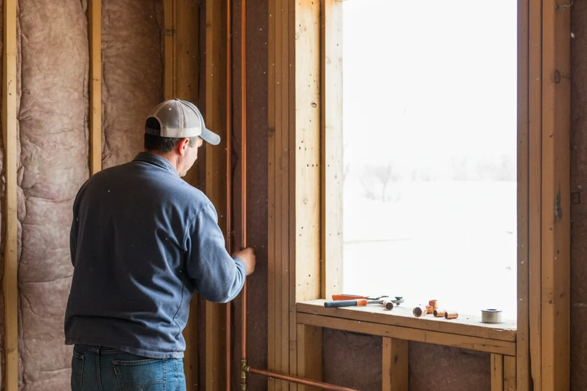 Licensed plumber running new copper supply lines in a Shanksville home