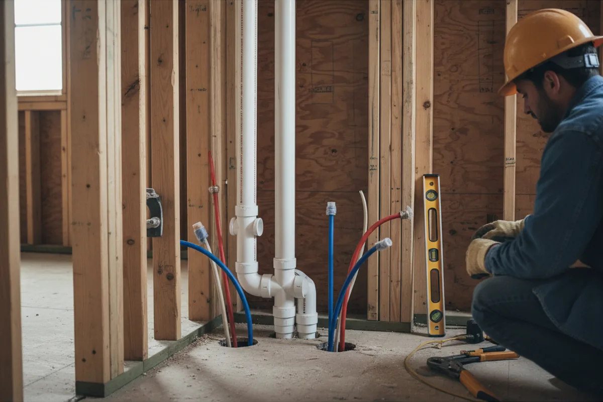 Drain and supply rough-in during Leak Detection in Shanksville