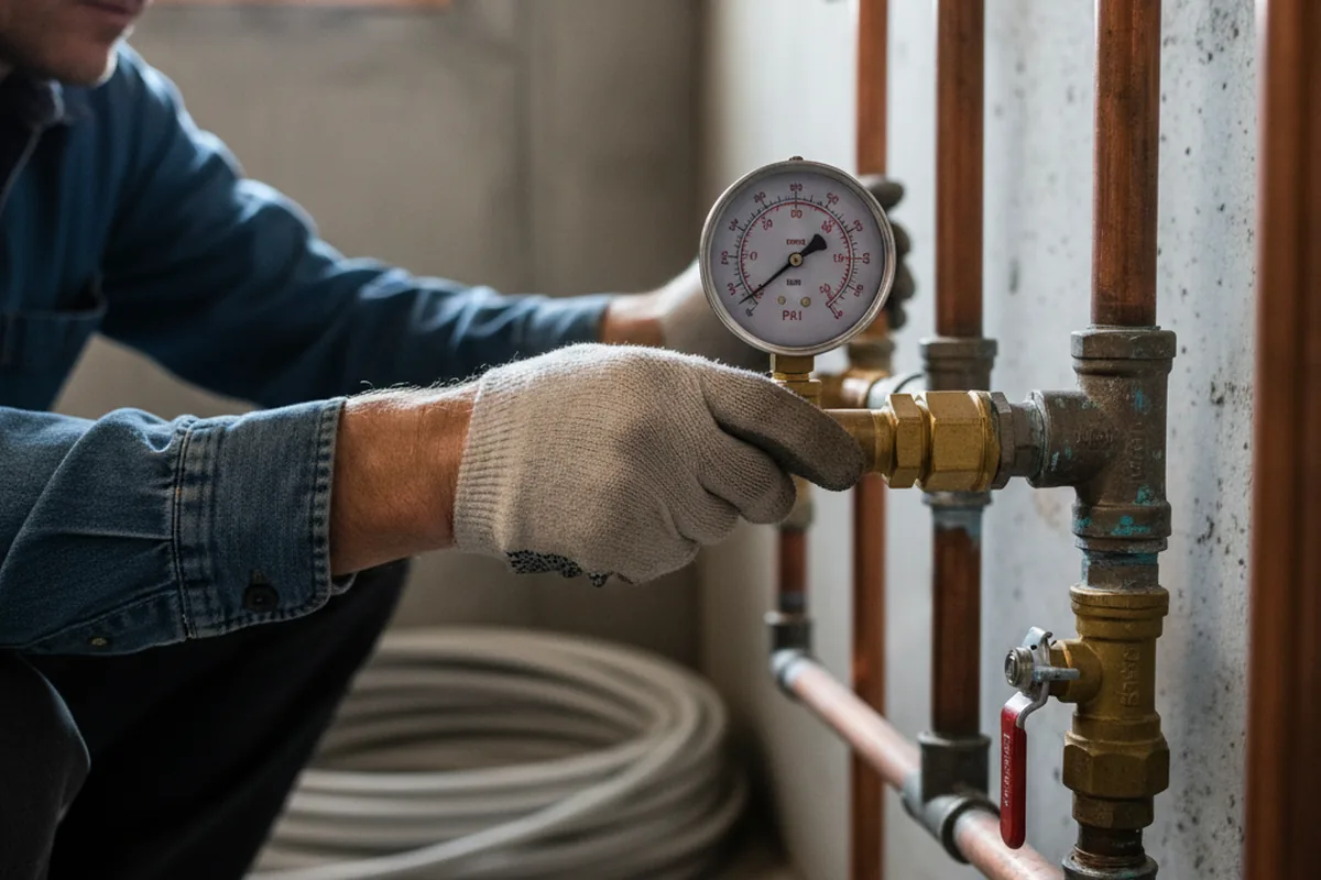 Pressure testing a repaired line during Water Line Repair in Shanksville
